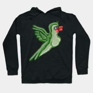 Cute Flying Green Cartoon Bird Hoodie